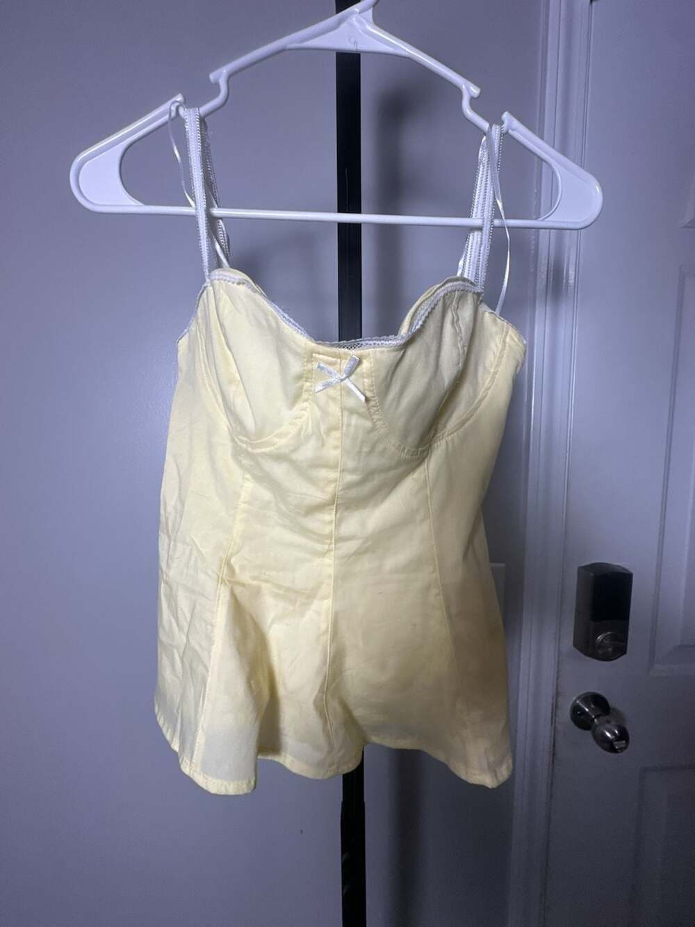 Zara Yellow Corset-Style Peplum Top with Bow Detail#947